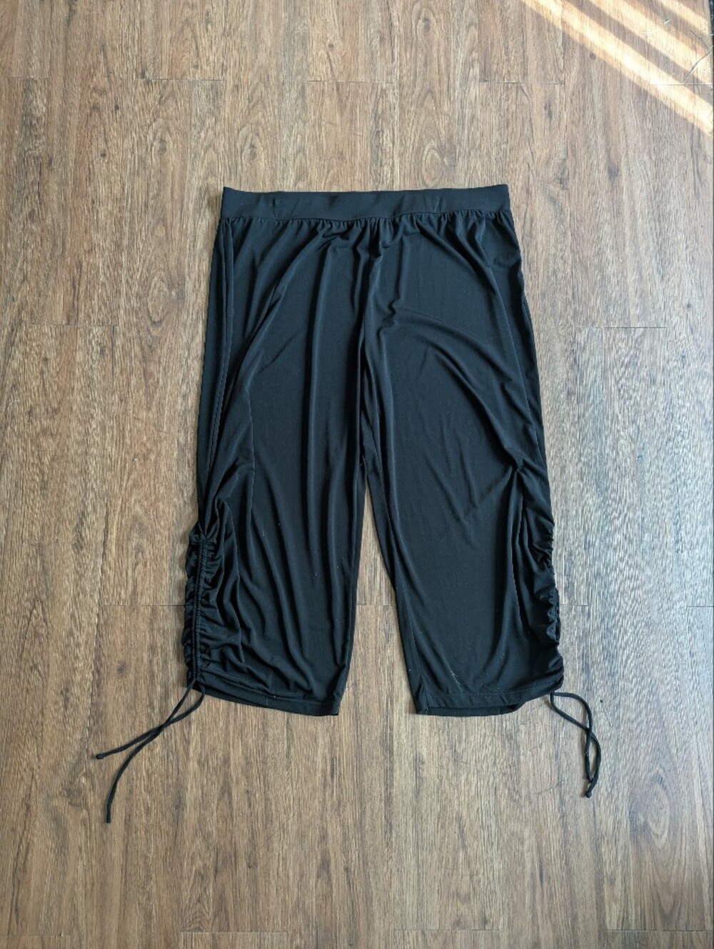 Y2k Ruched Gaucho Black Yoga Pants Sz 1X